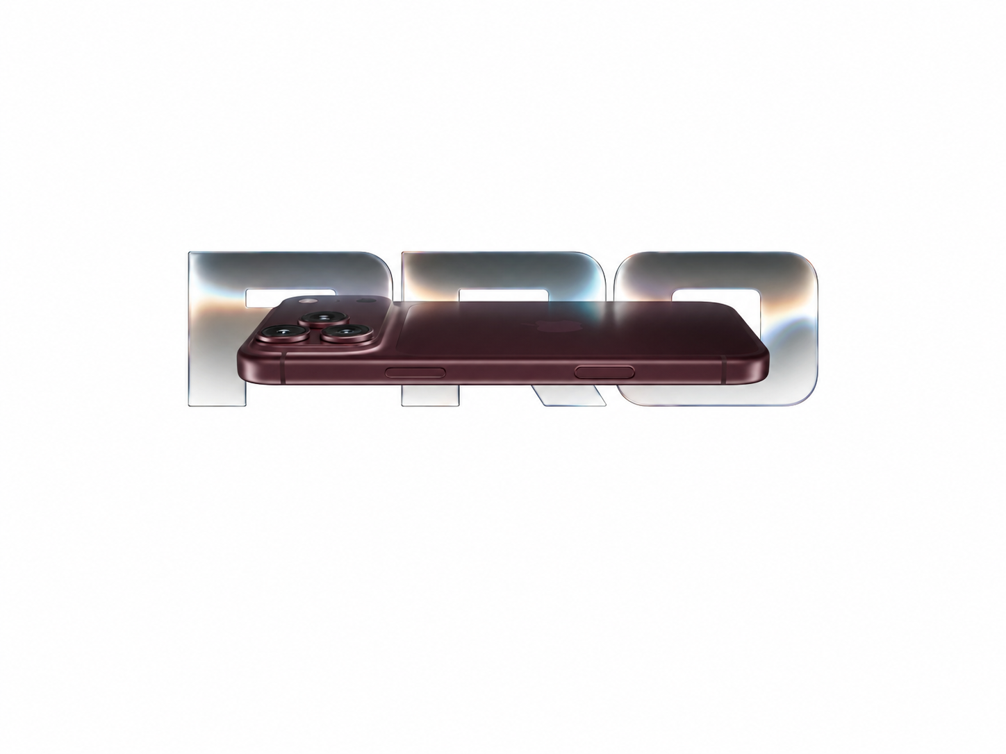 iPhone 18 Pro สีเบอร์กันดี กับตัวอักษร PRO สีเงินบนพื้นขาว